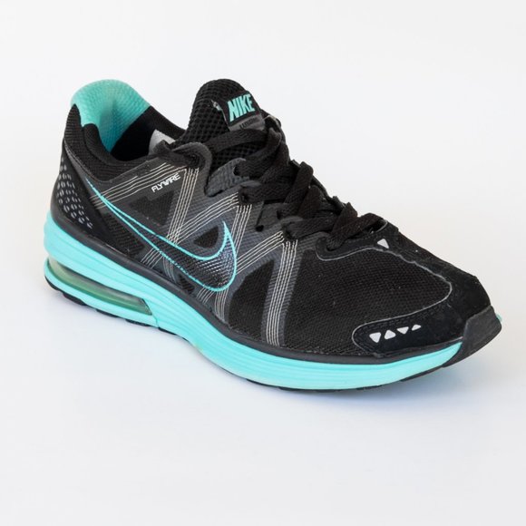 Nike LunarMX+ Flywire Women's Running Sneaker, Black / Blue, Max Air, Size 7.5 - Picture 3 of 8
